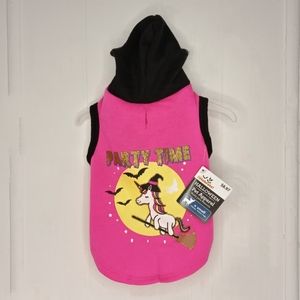 Halloween Pet Apparel "Party Time" With Unicorn Witch